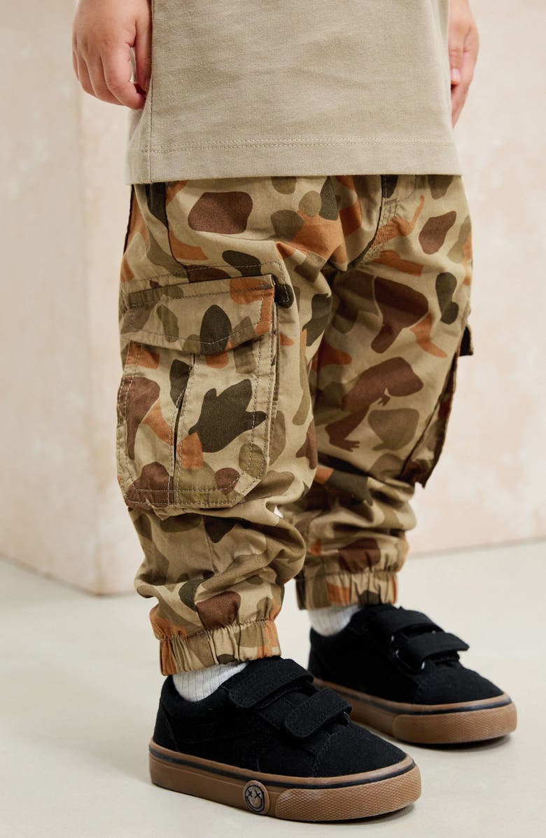 NEXT Kids' Dinosaur Camo Cotton Cargo Pants, Alternate, color, Brown Multi