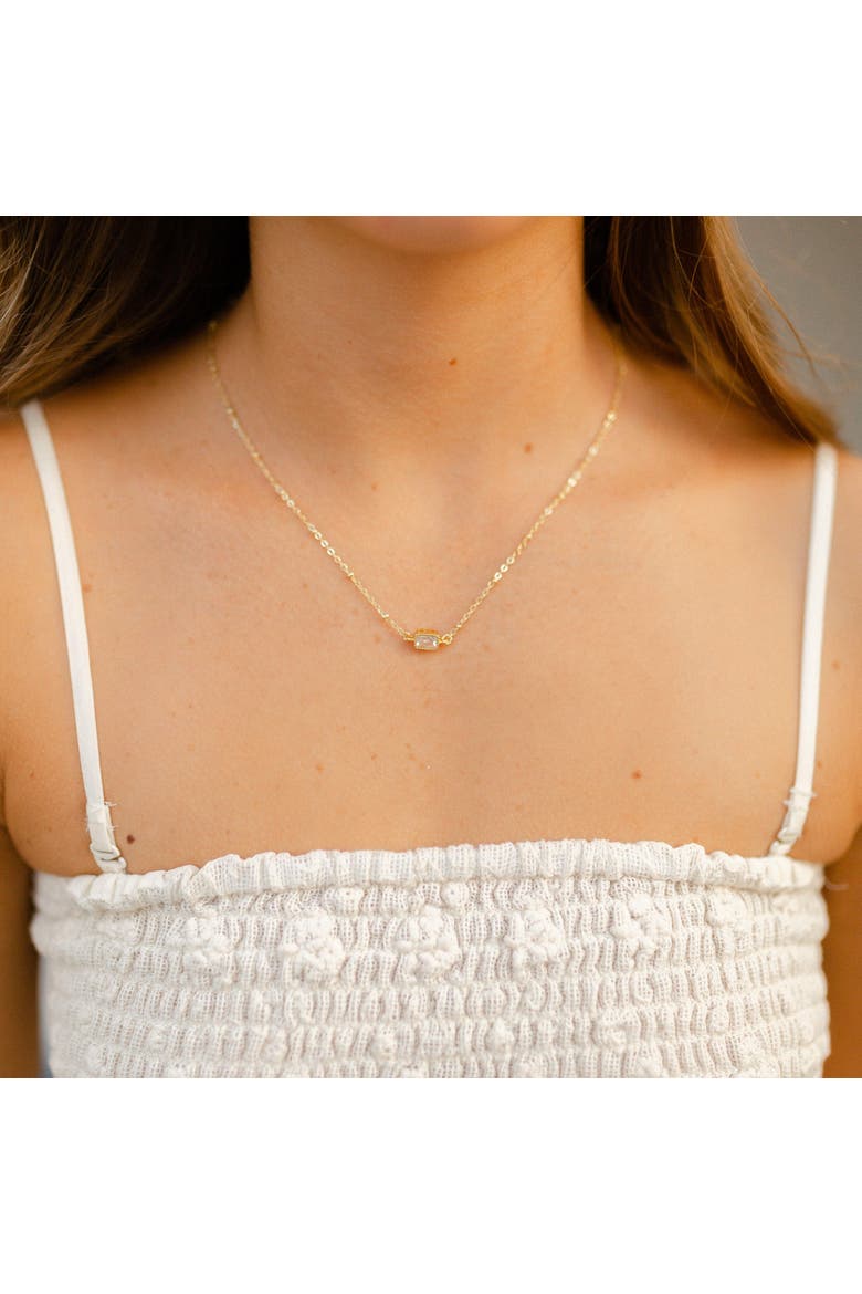 Delicate Solitaire Necklace, Alternate, color, Gold