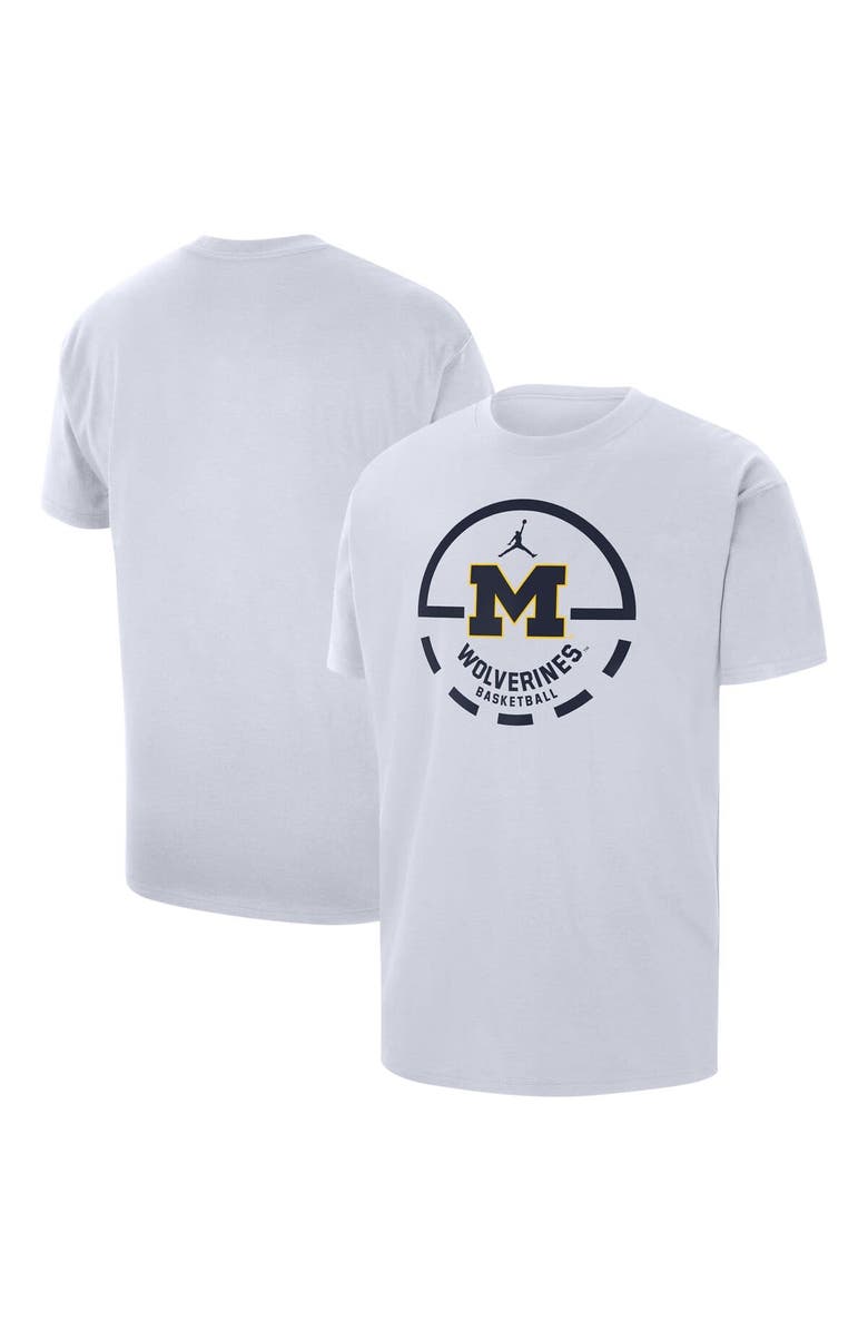 Jordan Brand Men's Jordan Brand White Michigan Wolverines Free Throw Basketball T-Shirt, Main, color, 