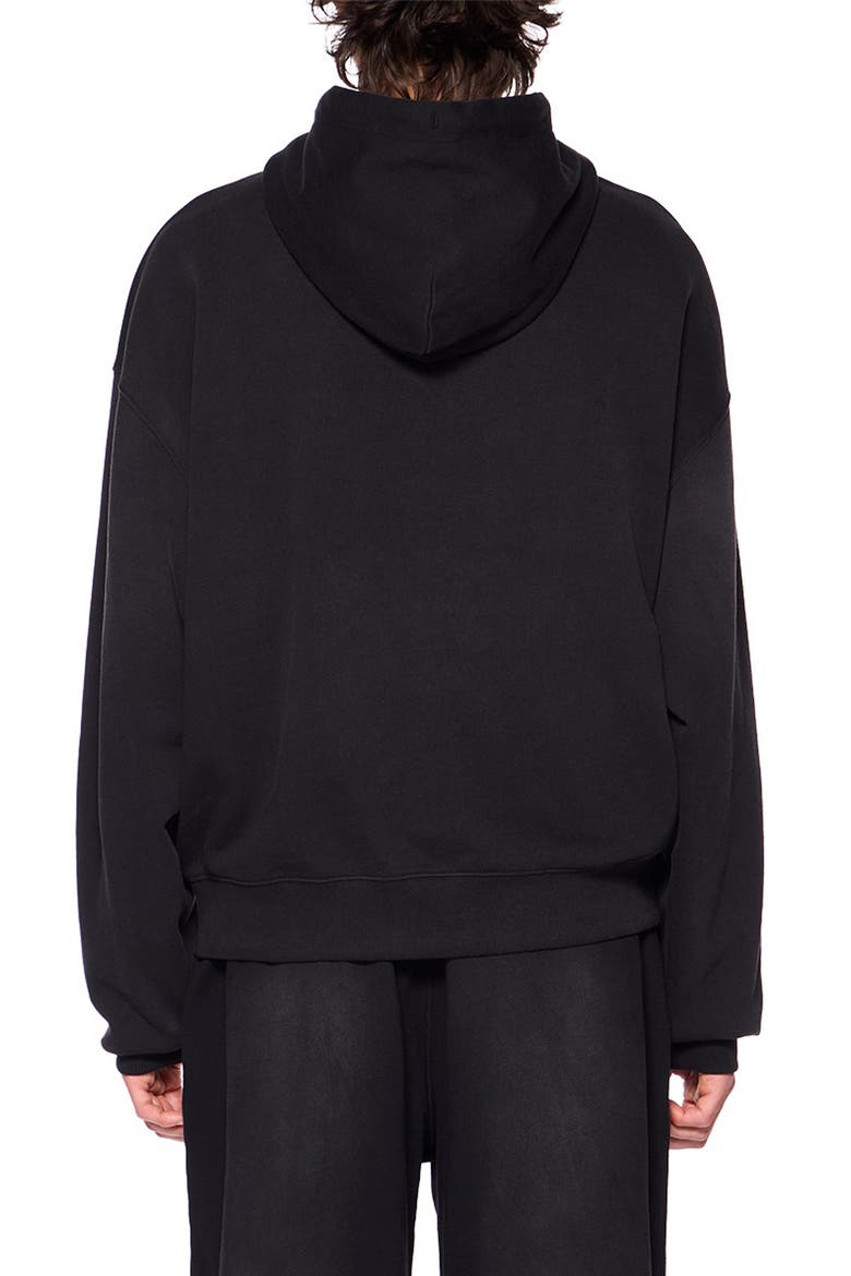 Diag Garment Cotton Washed Hoodie, Alternate, color, BLACK
