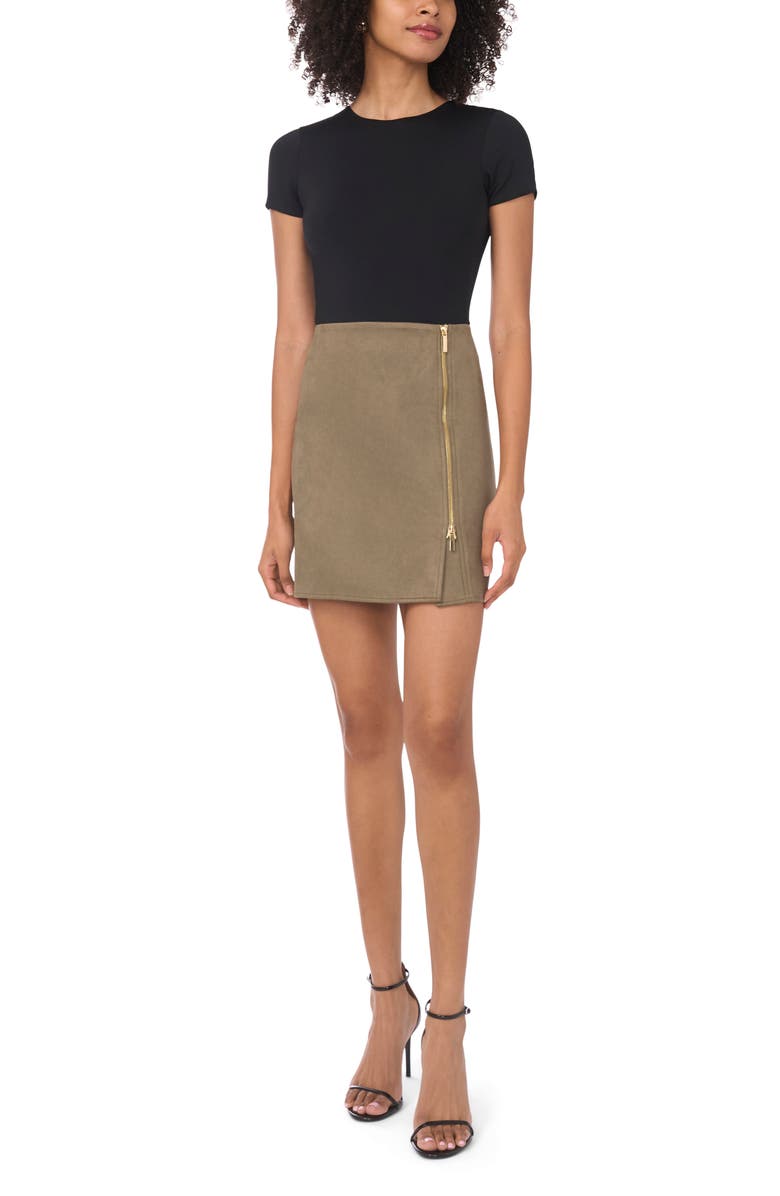 Parker Side Zip Faux Suede Miniskirt, Alternate, color,