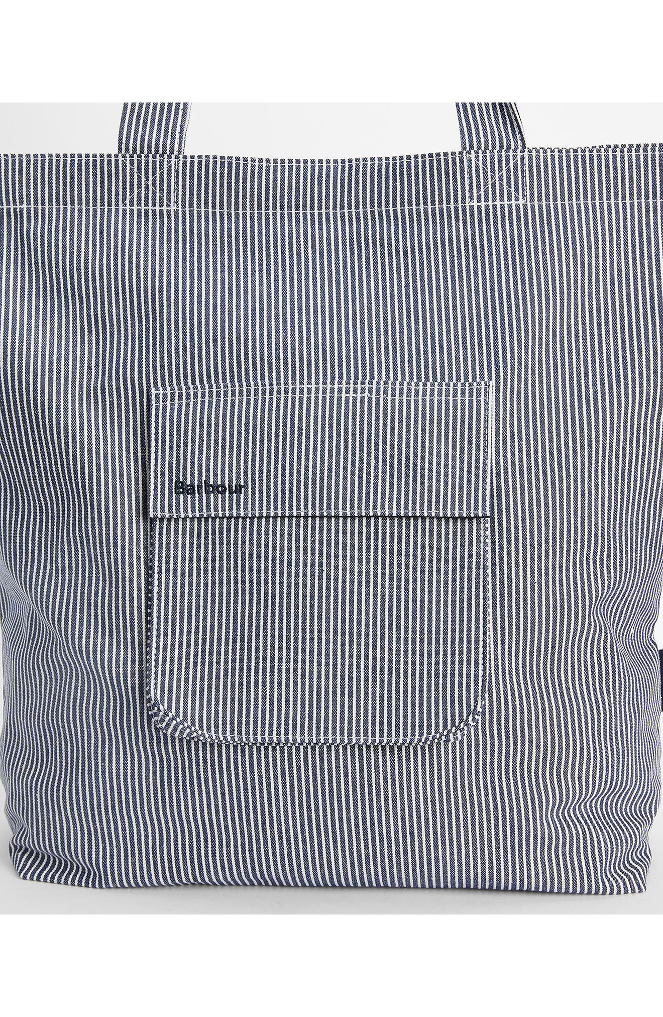 Barbour Tynedale Stripe Canvas Tote, Alternate, color, Navy/ White