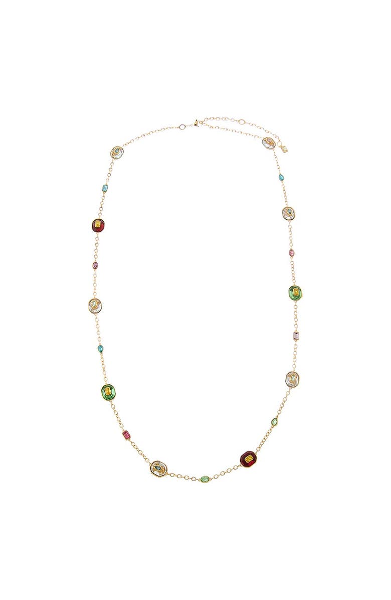 BY ADINA EDEN Multi Colored Square Stone Link Necklace, Alternate, color, Multi Color