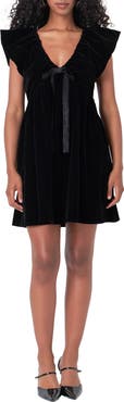 Endless Rose Satin Bow Velvet Minidress