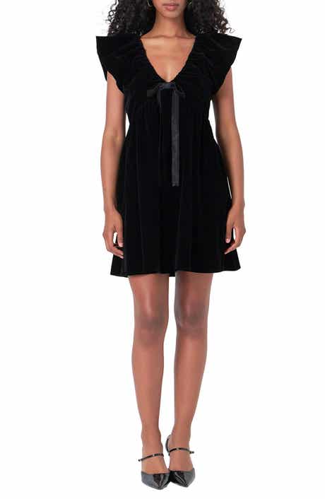 Endless Rose Satin Bow Velvet Minidress