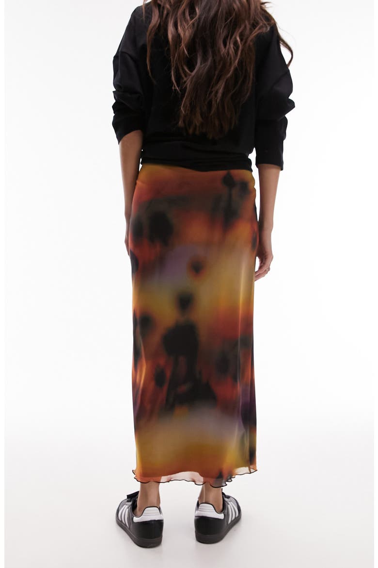 Print Mesh Maxi Skirt, Alternate, color, BLACK MULTI