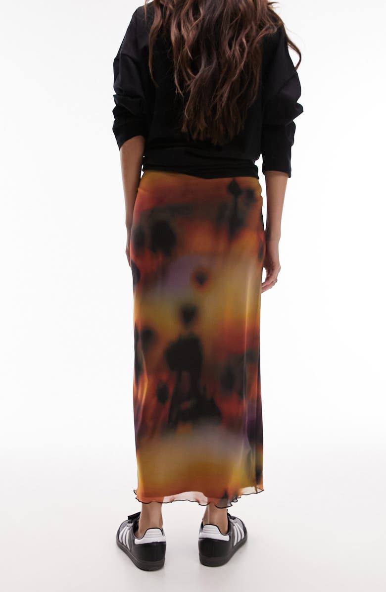 Topshop Print Mesh Maxi Skirt, Alternate, color,