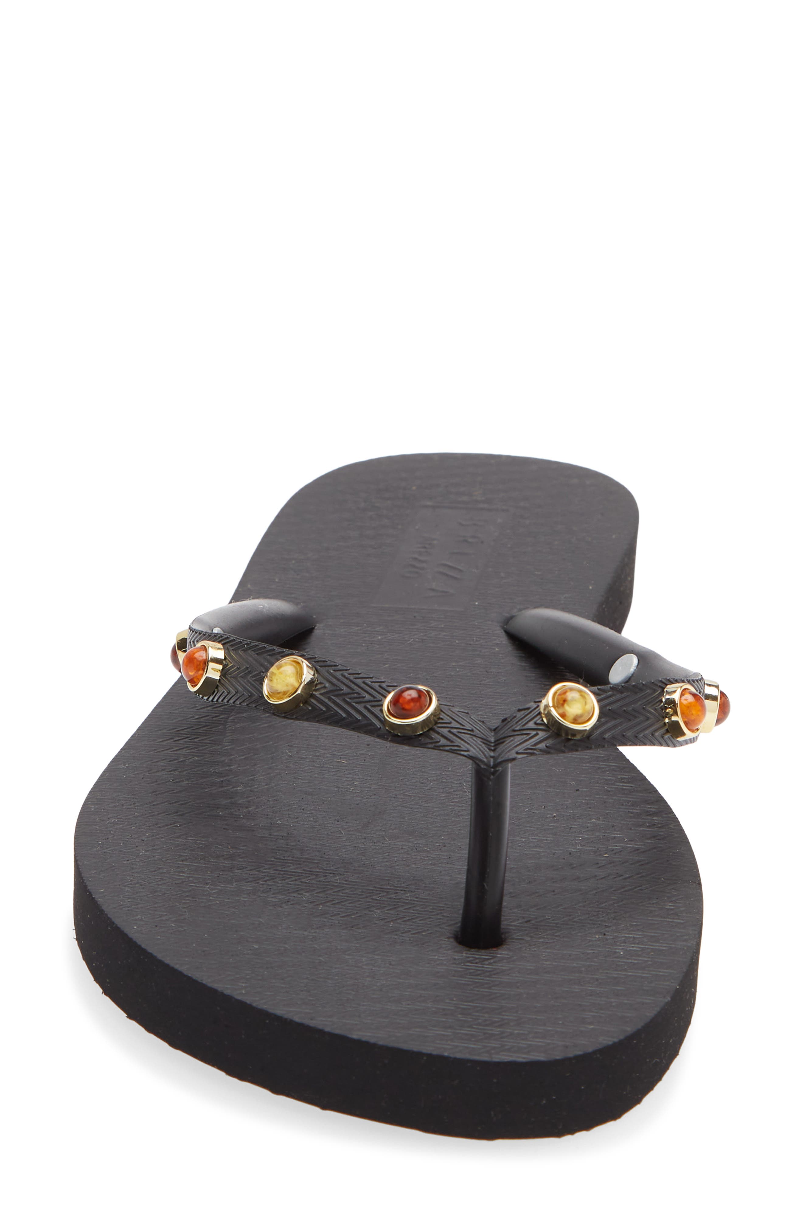 BRIZZA Stone Embellished Flip Flop, Alternate, color, Black