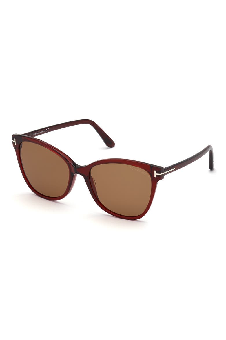 58mm Cat Eye Sunglasses, Alternate, color, RED/ OTHER / BROWN