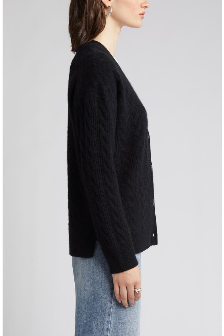 Cashmere Cable Cardigan, Alternate, color, BLACK ROCK