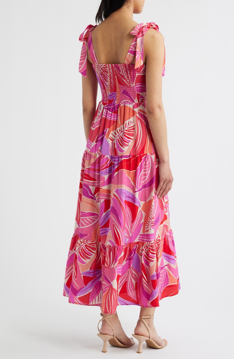 Sam Edelman Henri Palm Royal Smocked Maxi Sundress, Alternate, color, Fuchsia Multi