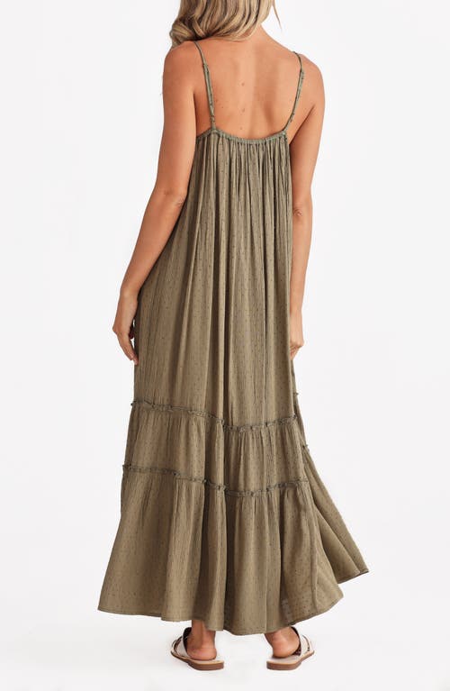 Talisman The Label Embroidered Lace Inset Maxi Dress In Olive Dobby
