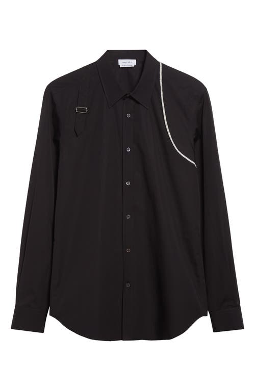 Alexander Mcqueen Mcqueen Raw Edge Harness Cotton Popling Button-up Shirt In Black