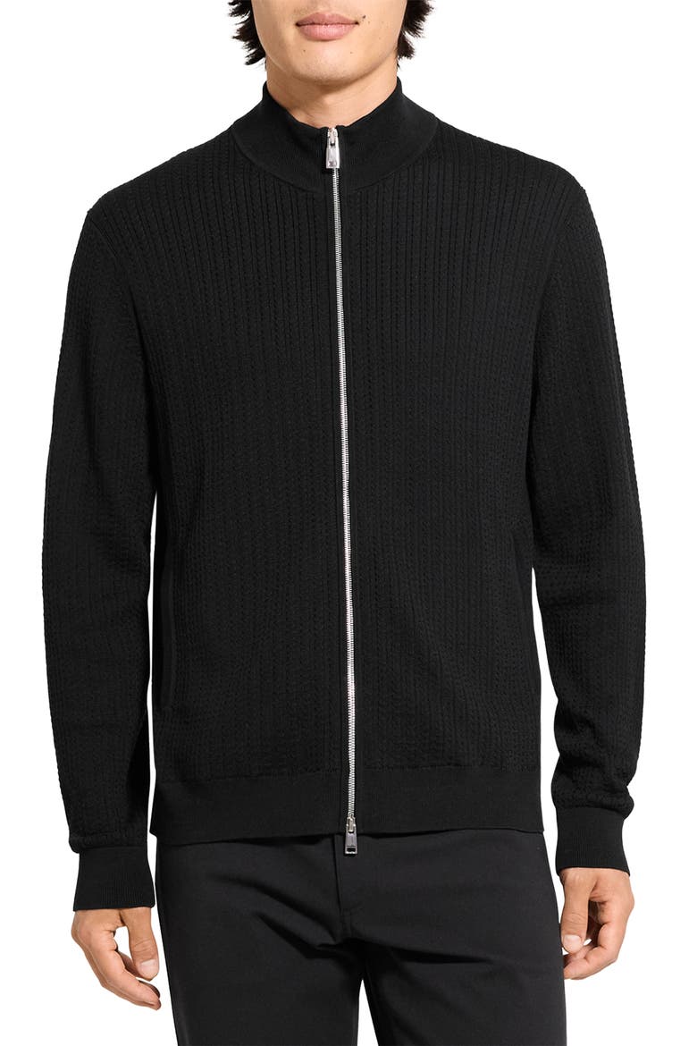 Theory Walton Cabled Cotton Zip Cardigan (Men) | Nordstrom