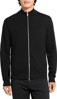 Theory Walton Cabled Cotton Zip Cardigan