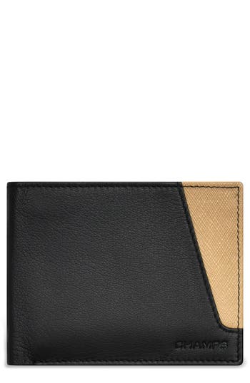 Shop Champs Iconic Id Flap Leather Bifold Wallet In Black/ivory