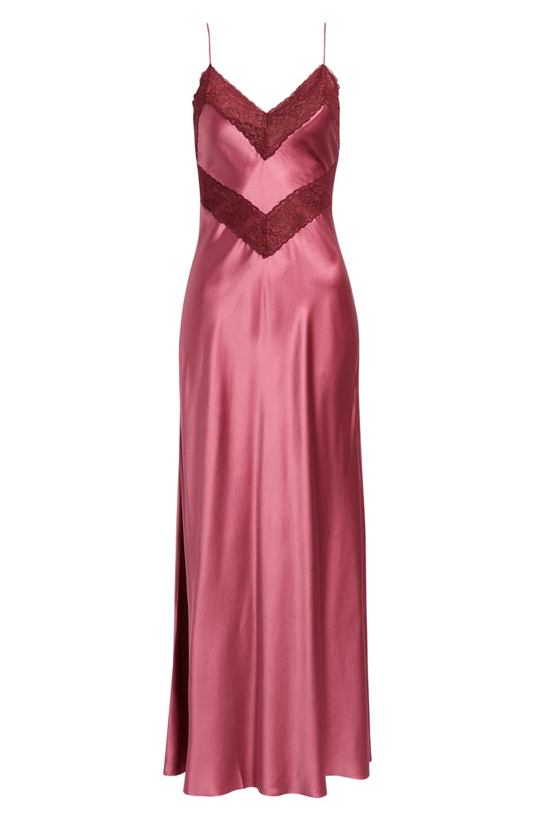 LoveShackFancy Serita Lace Silk Slipdress, Alternate, color, Deep Rose