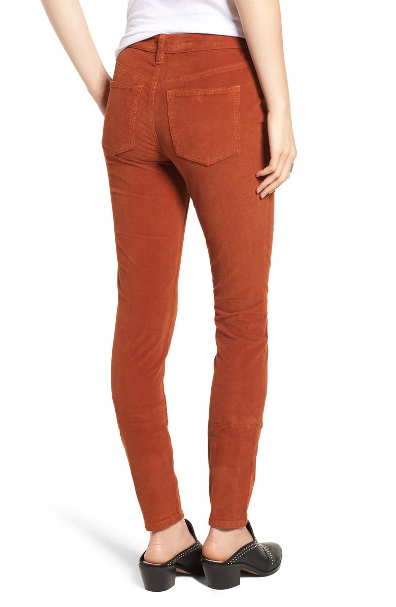 Free People High Waist Skinny Corduroy Pants, Alternate, color, Honey