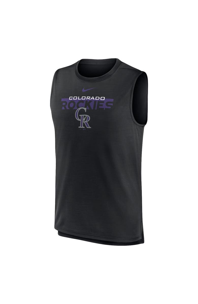 Nike Men's Nike Black Colorado Rockies Knockout Stack Exceed Muscle Tank Top, Alternate, color, 