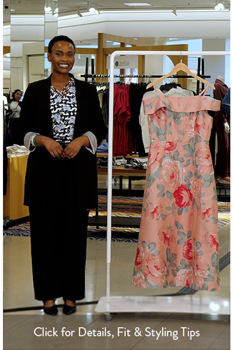 Floral Jacquard Off the Shoulder A-Line Dress video