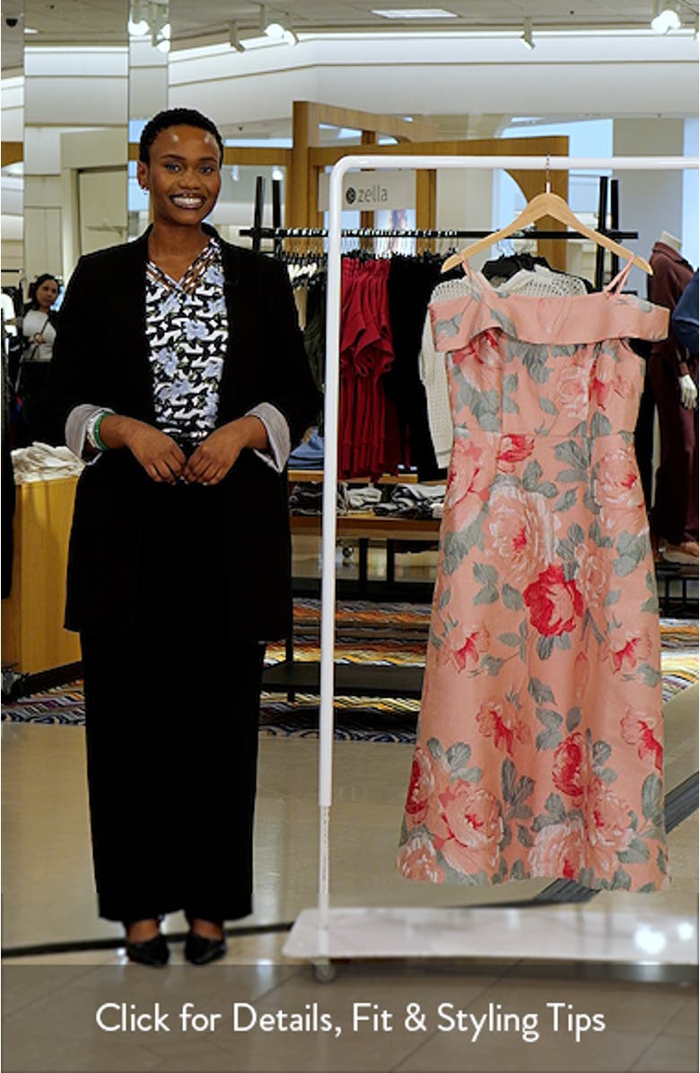 Floral Jacquard Off the Shoulder A-Line Dress, sales video thumbnail