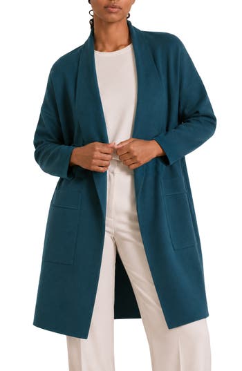 Love By Design Andrea Open Front Long Cardigan In Blue