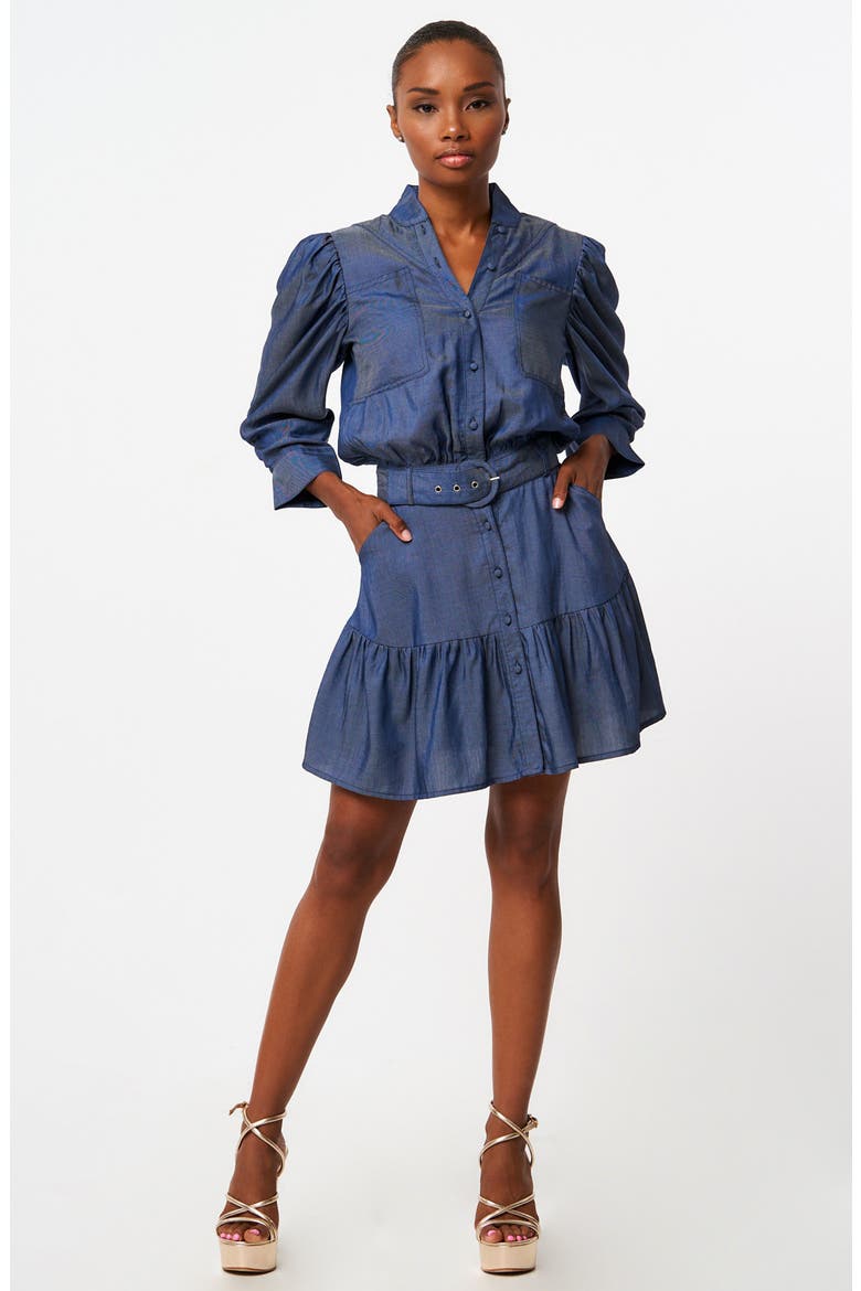 Jaya Belted Long Sleeve Minidress, Alternate, color, BLUE
