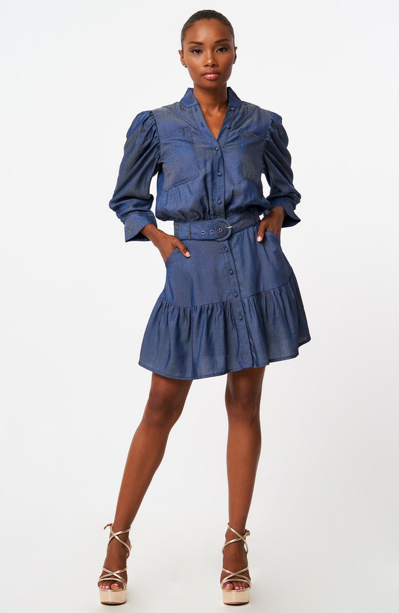CIEBON Jaya Belted Long Sleeve Minidress, Alternate, color, Blue