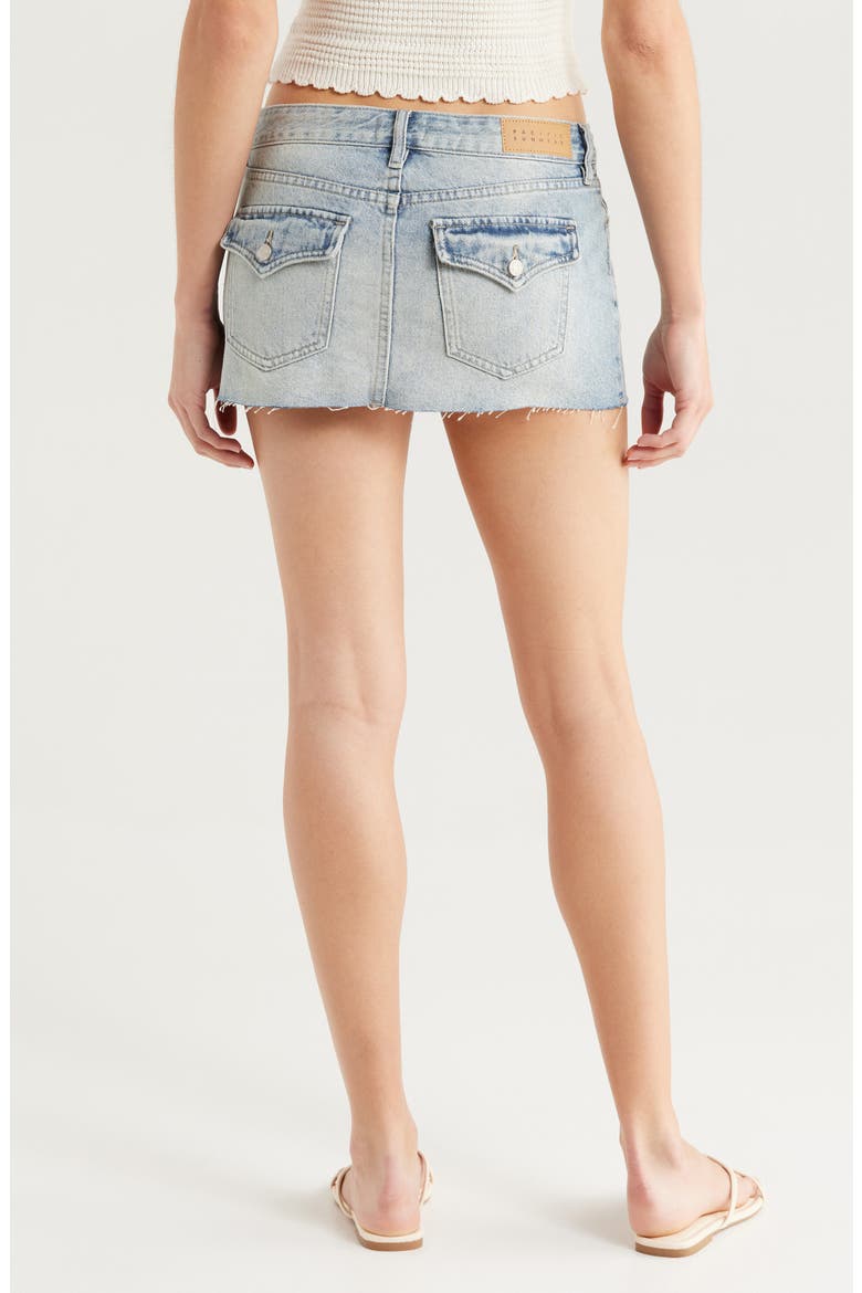 Evalina Raw Hem Denim Miniskirt, Alternate, color, MED WASH