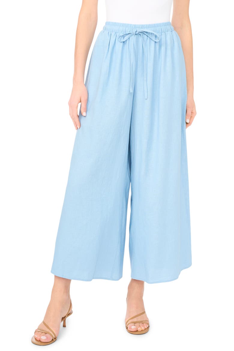 Drawstring Crop Wide Leg Pants, Main, color, SOFT CHAMBRAY