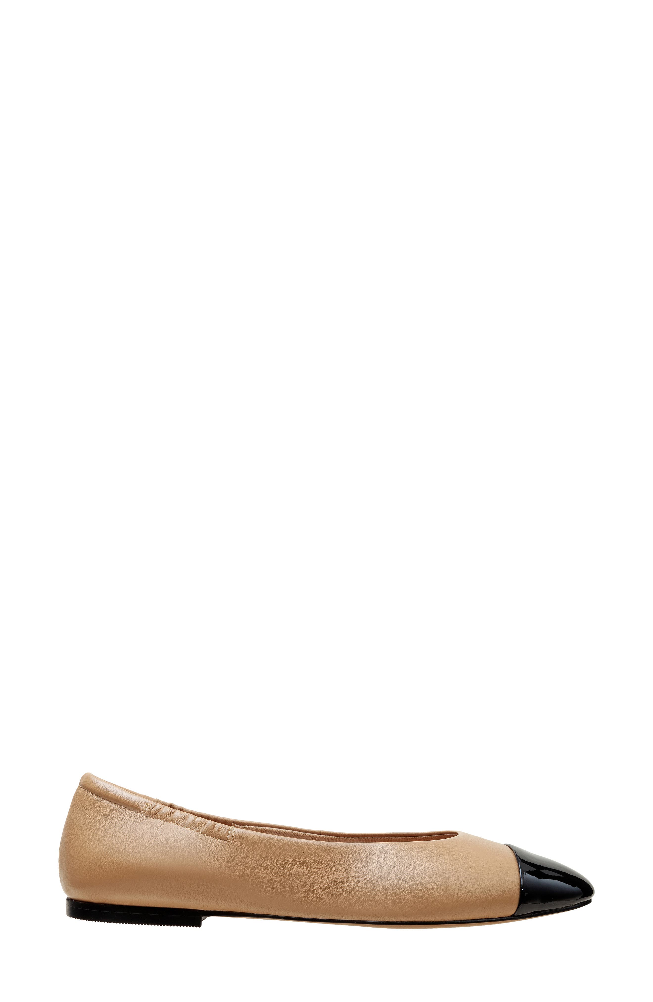 Nolan Cap Toe Ballet Flat, Alternate, color, DESERT/ BLACK