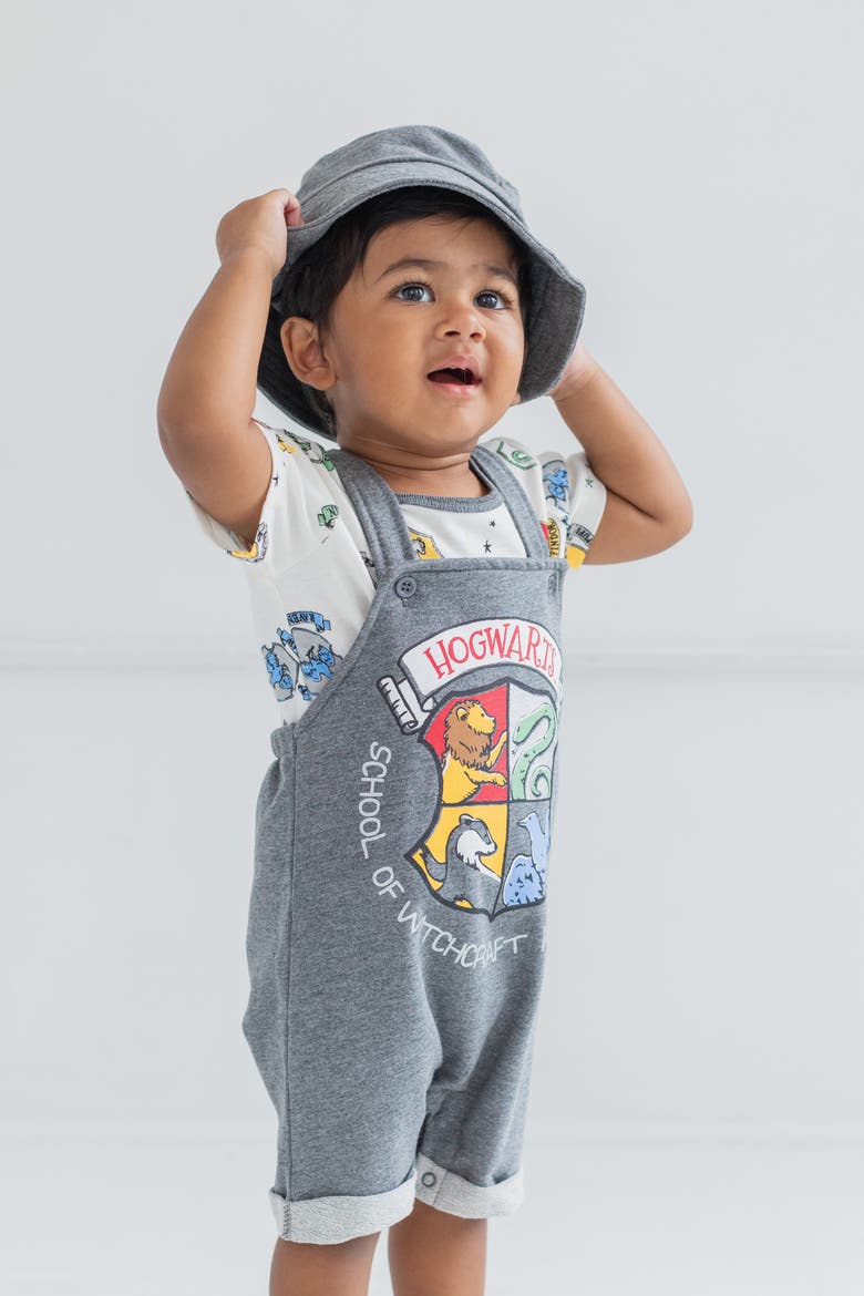 T-Shirt and Shortall Set, Alternate, color, Charcoal Ivory