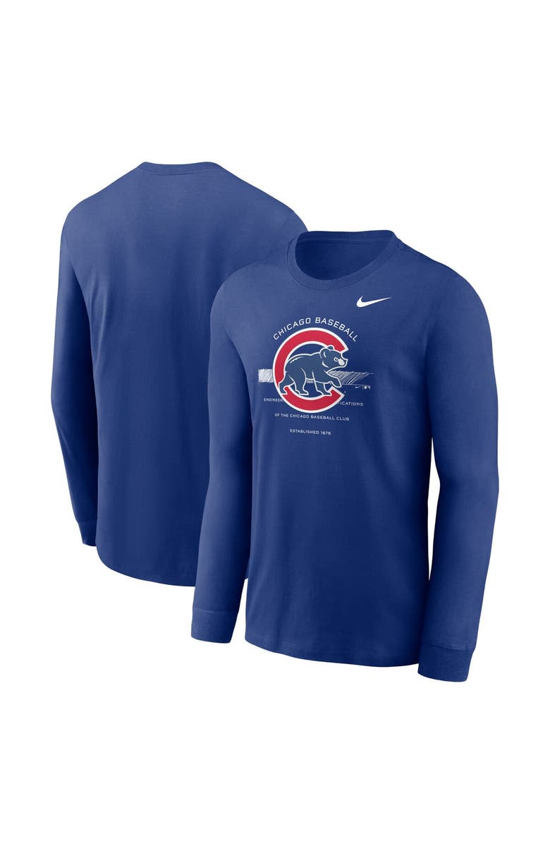 Nike Men's Nike Royal Chicago Cubs Over Arch Performance Long Sleeve T-Shirt, Main, color, 