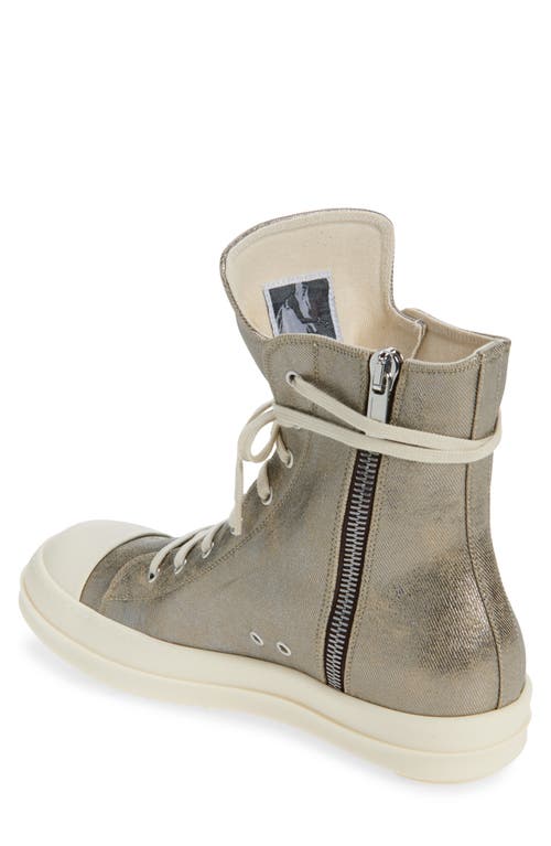 Rick Owens Drkshdw Darkshadow Foiled Denim High Top Sneaker