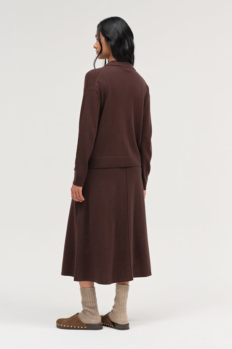 Wool-Cashmere Collared Sweater, Alternate, color, Brown