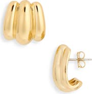 Nadri Rosalia 18k-Gold Plate Three-Lobe J-Hoop Earrings