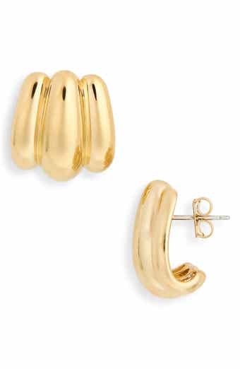 Rosalia 18k-Gold Plate Three-Lobe J-Hoop Earrings
