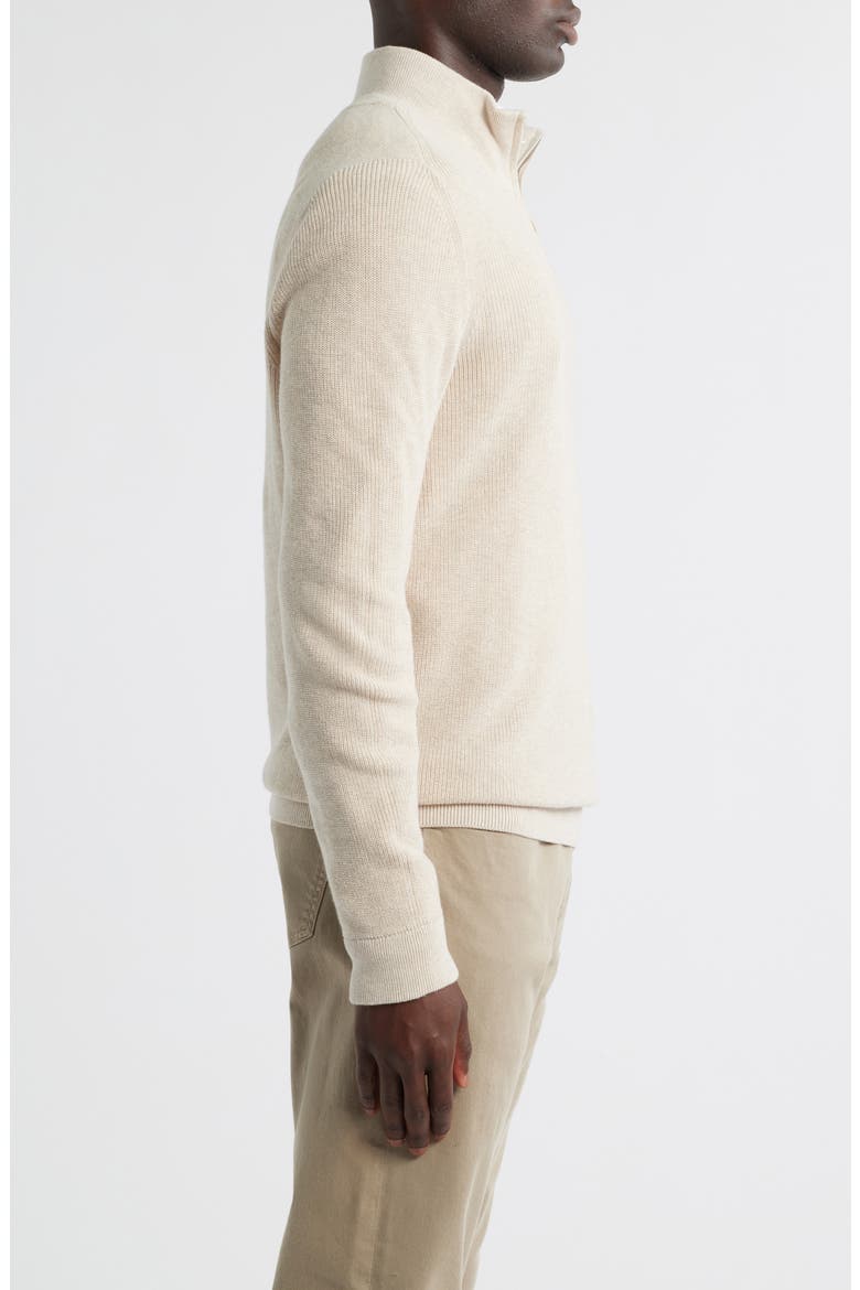 Cotton & Cashmere Quarter Zip Sweater, Alternate, color, IVORY SAND HEATHER