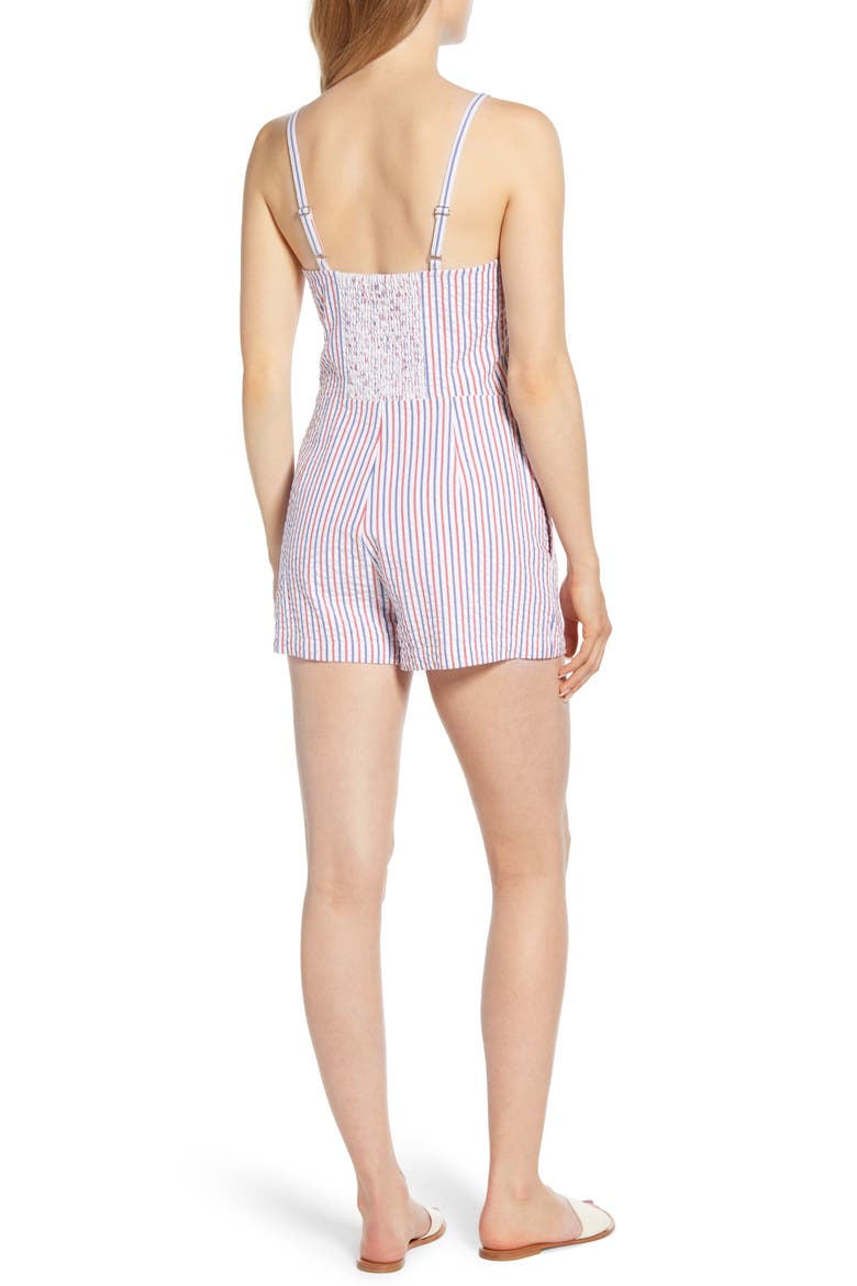 Firework Seersucker Tie Front Romper, Alternate, color, LIGHTHOUSE RED