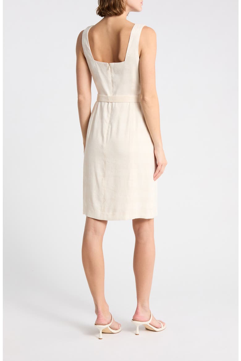 Vaille Belted Linen Blend Dress, Alternate, color, BEIGE MULTI