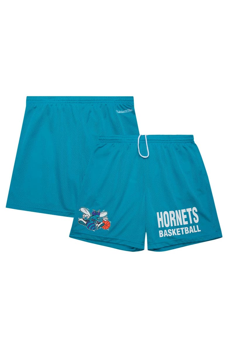 Mitchell & Ness Men's Mitchell & Ness Teal Charlotte Hornets Hardwood Classics Gameday Mesh Shorts, Main, color, 