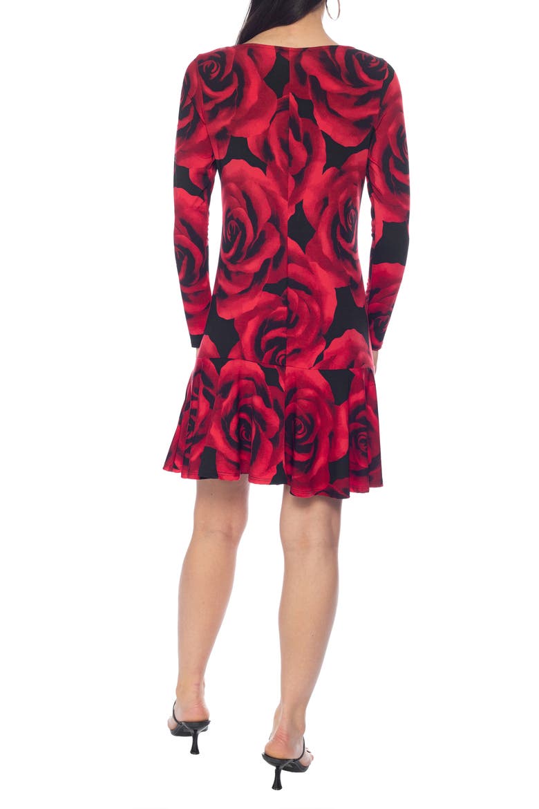 Long Sleeve Flounce Dress, Alternate, color, BLACK/RED
