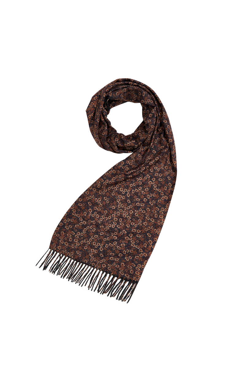 Fable England Deco Blooms Ditsy Black Scarf with Tassels, Main, color, Black