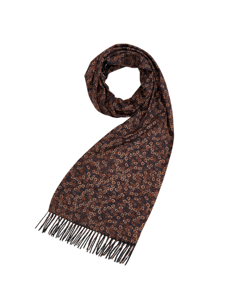 Deco Blooms Ditsy Black Scarf with Tassels