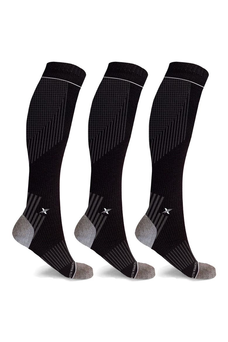 3-Pack Targeted Support Compression Socks, Main, color, BLACK