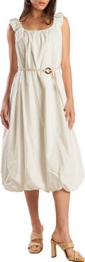 FREEMARKET Belted Bubble Hem Midi Dress