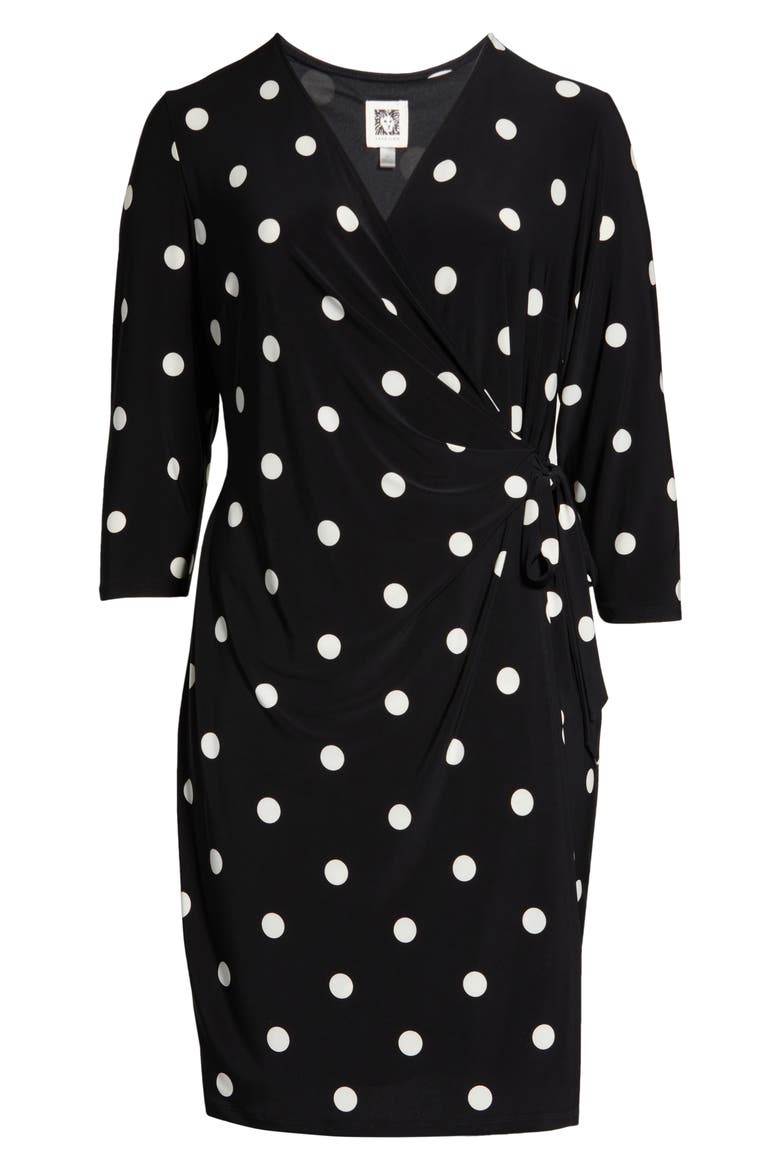 Polka Dot Classic Wrap Dress, Alternate, color, ANNE BLACK/ ANNE WHITE