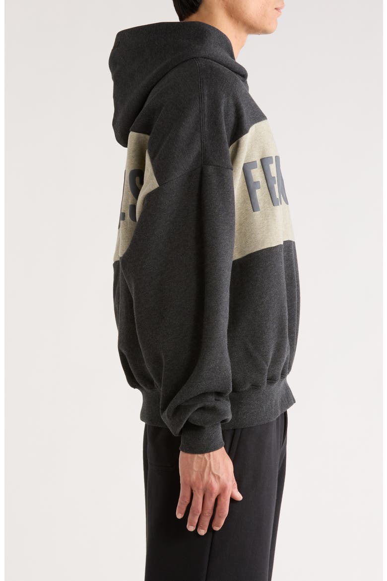 Paneled Relaxed Crop Hoodie, Alternate, color, IRON GREY HEATHER/SEAL HEATHER