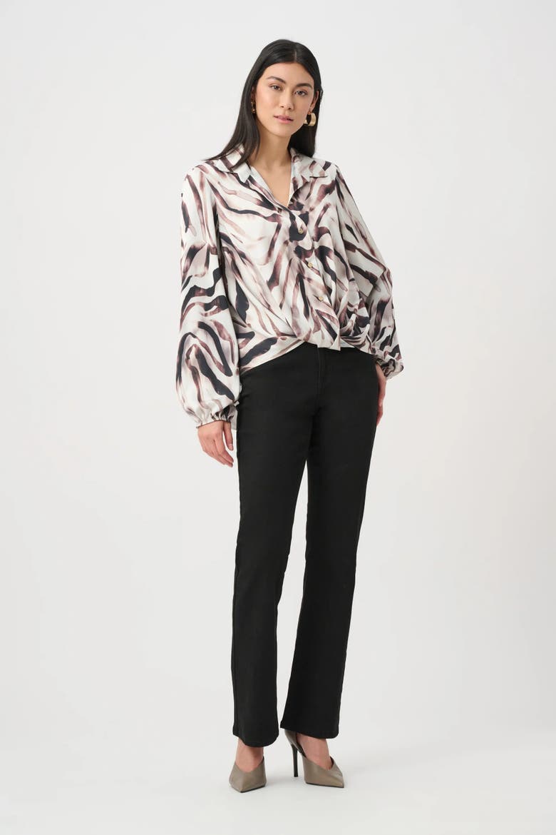 Recycled Satin Animal Print Draped Top, Alternate, color, Beige/Multi