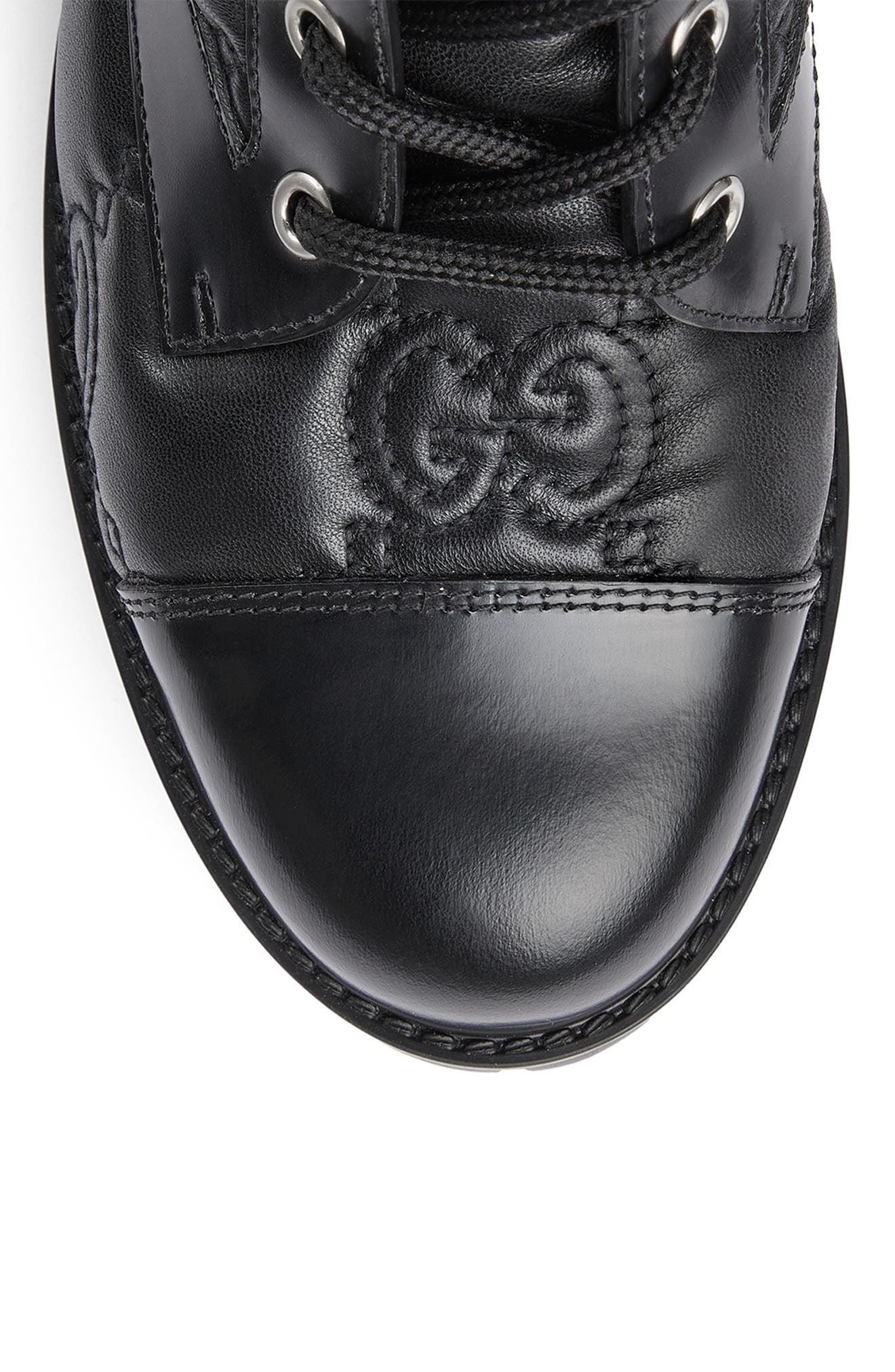 Gucci Logo Quilted Leather Combat Boot, Alternate, color, 